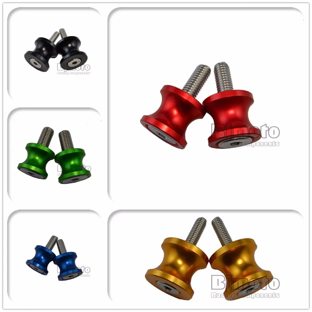 BJMOTO 6MM Universal CNC Aluminum Motorcycle Swingarm Sliders Spools Paddock Stand Bobbins Swing Ar
