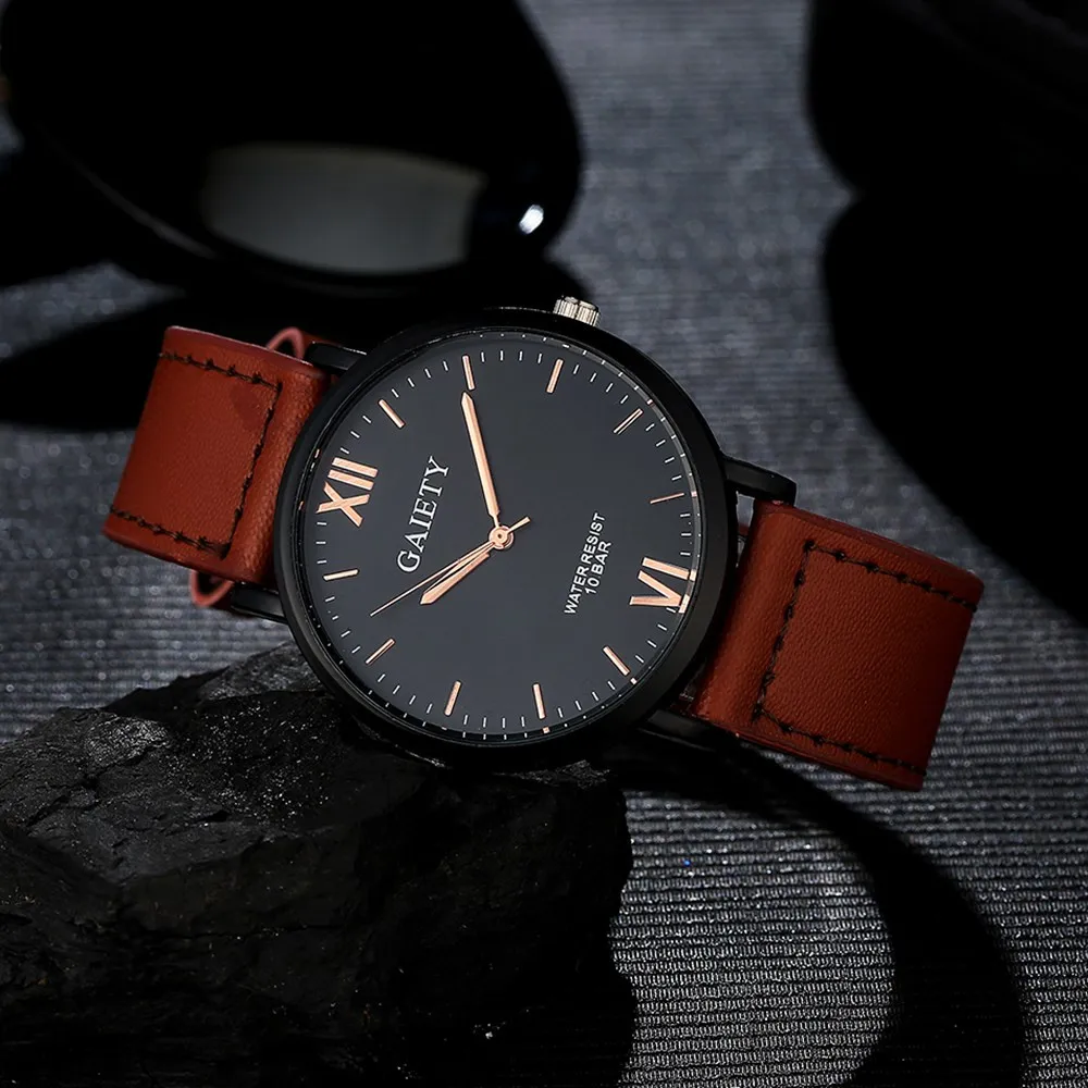 

Top Brand Luxury Leather Strap Men Watches Sports Brown Army Military Quartz Watch Men Wrist Watch Clock saat relogio masculino