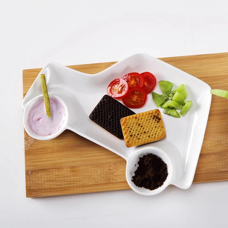 

ew super cute Small car fruit food tableware ceramic tray for children using tray Children's tableware