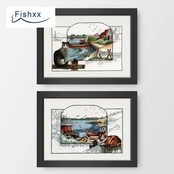 

Fishxx Cross Stitch C291 Coastal Landscape Cat Color Box Cute Thumbnail Two Handmade Embroidery Bags