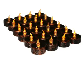 

200pcs Battery Operate Flameless Led Candle Flickering Xmas Christmas Halloween Wedding table Decor Votive Brown Tealight-YELLOW