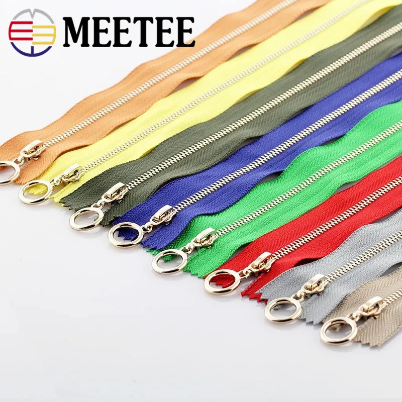 

4pcs 3# 15-40cm multicolor Metal Copper zipper pull ring zipper head for Bag Garment Sewing Material DIY Accessory Craft ZK784