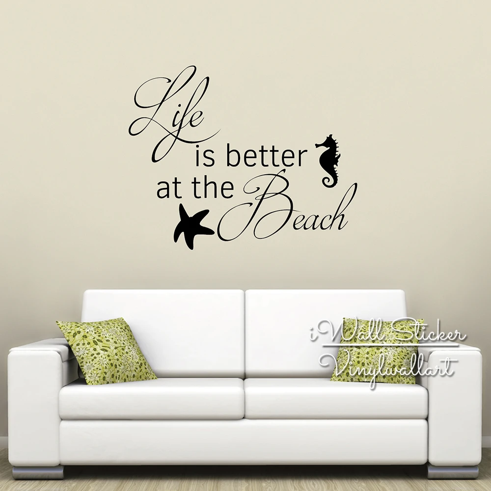 Life Is Better At The Beach Quotes Wall Decal Beach Quote Wall Sticker Bedroom Wall Decor Holiday Beach Decal Cut Vinyl Q257 Life Is Beach Decalquote Wall Decal Aliexpress