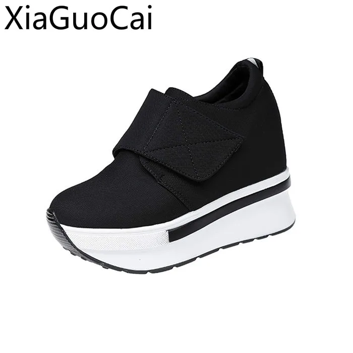 

Platform Fashion Women's Rocking Shoes Hook & Loop Female Sneakers Flat Platform Wedges Casual Shoes Flats