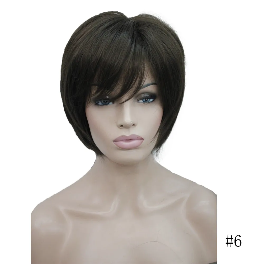 5969 #6 new charming Dark Chocolate women's short straight wig (1)