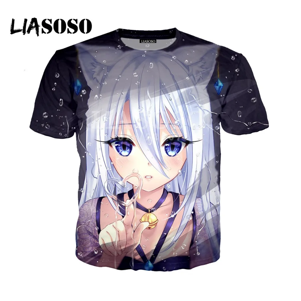

LIASOSO 2019 Summer New Men Women 3D Print Anime Re Zero Short sleeve T shirt Fashion Sweatshirt Top Harajuku Pullover B010-09