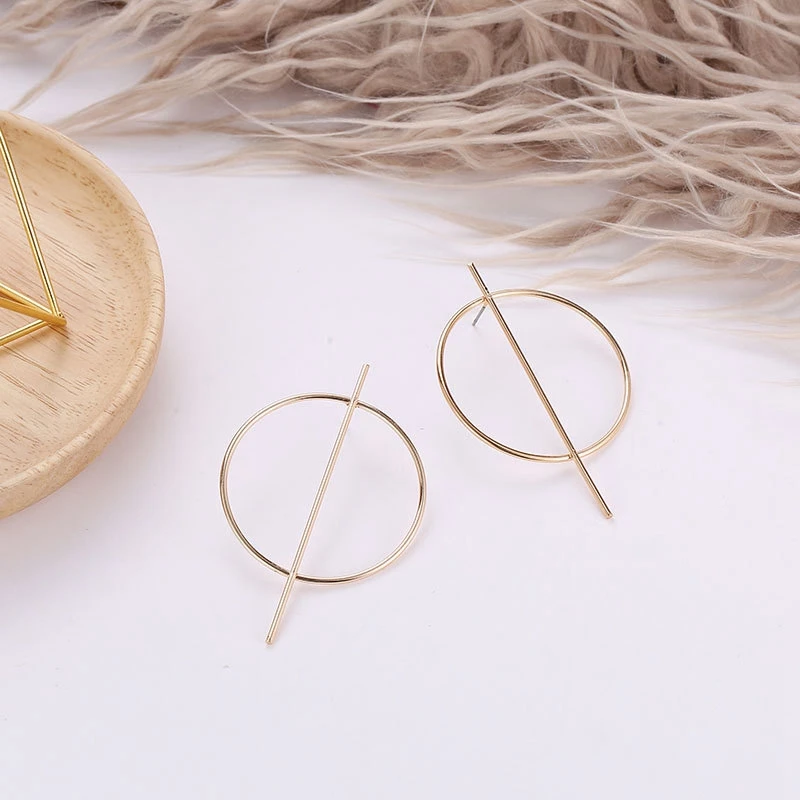 H:HYDE Fashion Earrings Punk Simple Gold color Long Section Tassel Pendant Circle For Ladies Gifts boucle d'oreille|Серьги-гвоздики|
