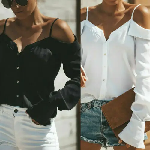 

2019 arrival Women's Sexy White Solid Off Shoulder T-Shirt Casual Bodycon Top