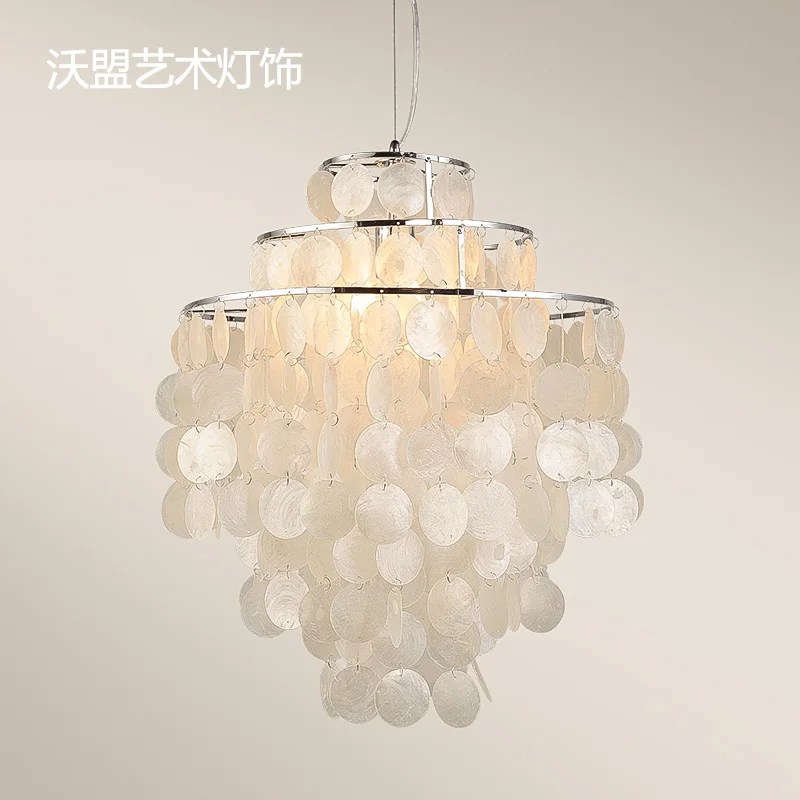 modern natural shell pendant light bedroom hanging light