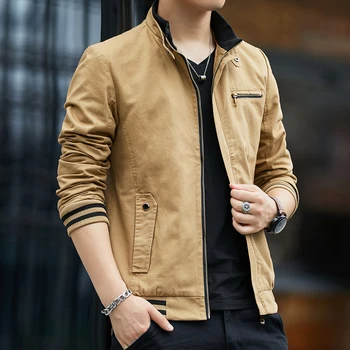 

2019 Brand New Spring Autumn Men Casual Jacket Coat Men's Fashion Washed 100% Pure Cotton Brand-Clothing Jackets Male Coats