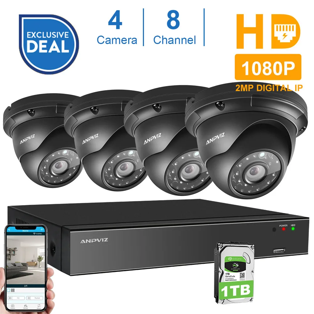 

8CH 1080P POE NVR Kit CCTV Security System 4PCS 2.0MP Vandalproof Dome Indoor Outdoor IP Camera P2P Video Surveillance System