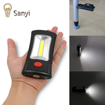 Sanyi Hot Sale 2-Mode COB LED Flashlight Magnetic Working Folding Hook Light Lamp Torch Linternas Lanterna Lamp USE 3x AAA