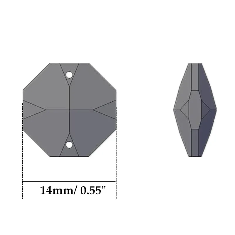 HIERKRYST 100 шт 14 мм Восьмиугольные бусины хрустальные запчасти для стеклянной люстры радуги производитель призм Подвески Разъемы шампанское#13