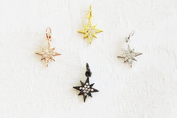 

CZ Micro Pave 12mm Starburst Charm with Jump Ring