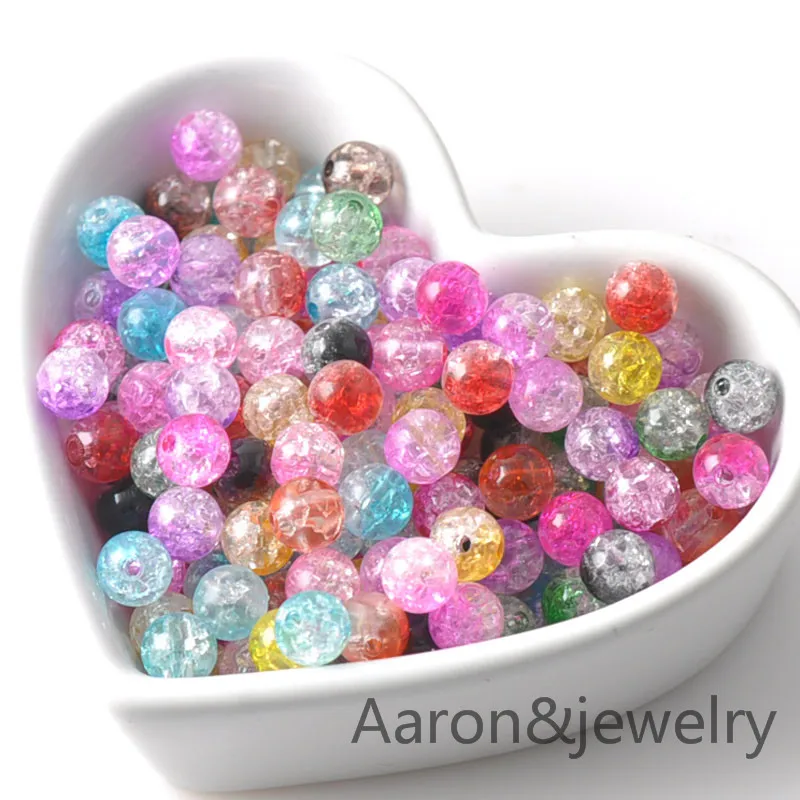 

2018 New Arrivals 100pcs 8mm Mixed Transparent Crackle Round Beads Acrylic Spacer Ball Beads For Jewelry Making YKL0349X