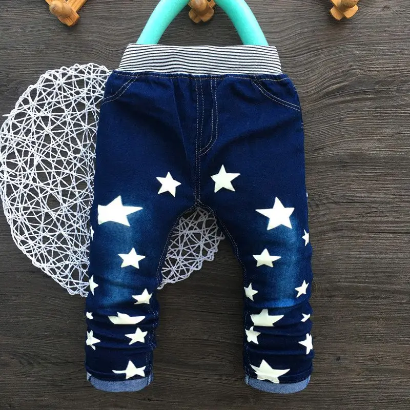 

Elastic Waist Children Boy Jeans Print Star Boys Straight Outerwear Baby Pants Casual Trousers Kids Pants Spring Autumn 2017