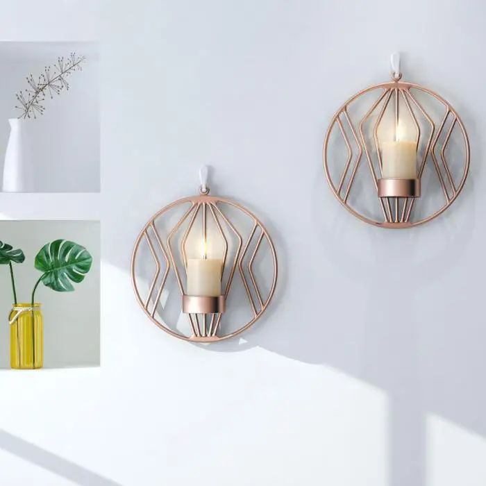 3D геометрический Железный Подсвечник настенный подсвечник бра Tealight домашний декор KM88