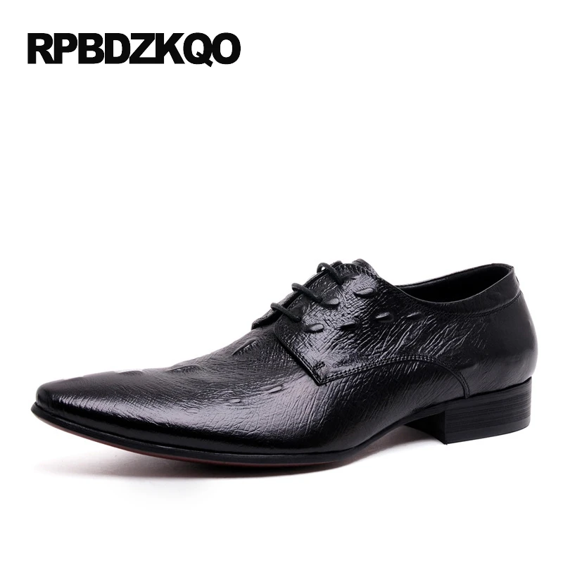 Printemps Italien Bleu Bout Appartements Crocodile Alligator Automne Respirant Lacent Robe 2017 Partie Hommes bleu Noir Mode Pointu Chaussures O5x68qzw