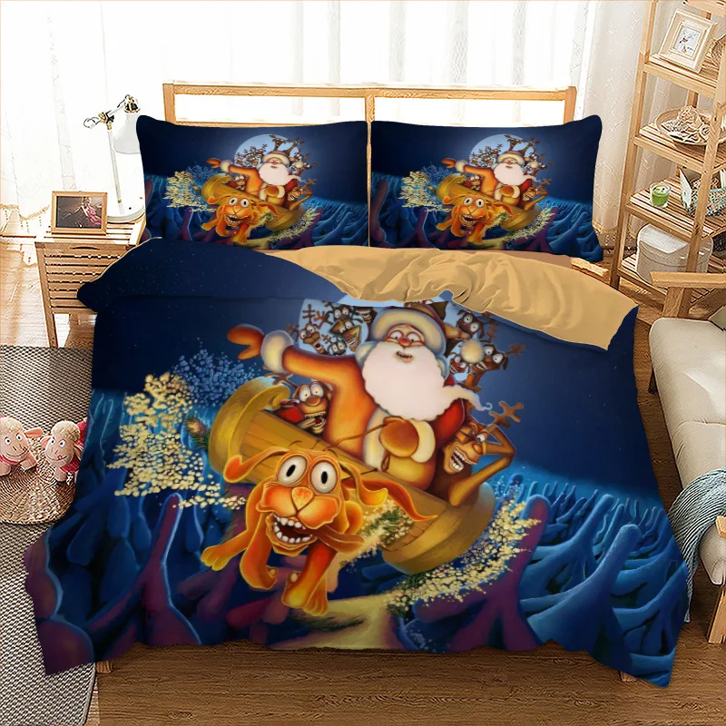 Xmas Bedding Set Twin Full Queen King Single Double Size Merry Christmas Duvet Cover Pillow 
