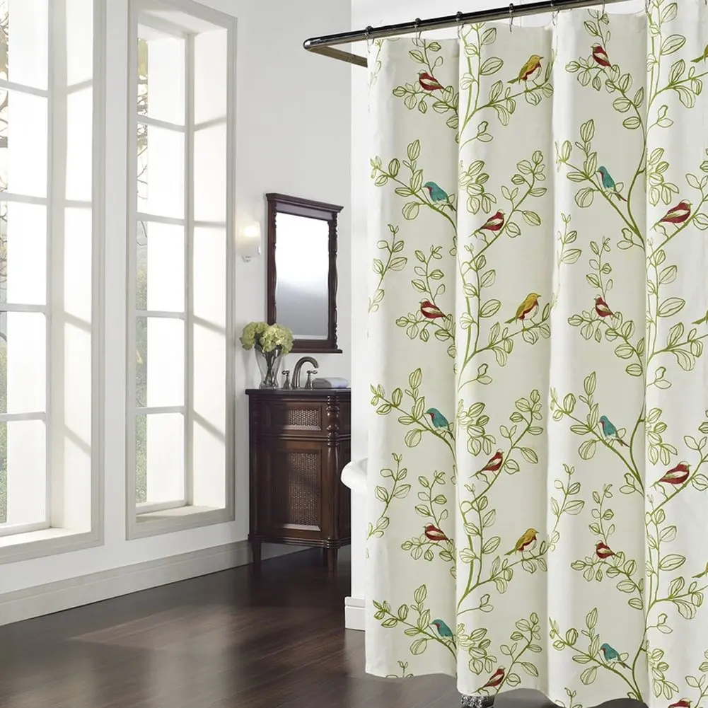 

Maria Green Leaves Shower Curtain,Flower Polyester Fabric,Plants for Bathroom,Floral,Print Waterproof Shower Curtain
