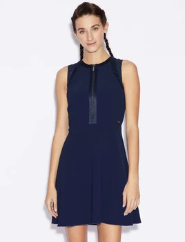 

2019 New Solid Sleeveless Zippers O-Neck 2 Color Women's Dresses