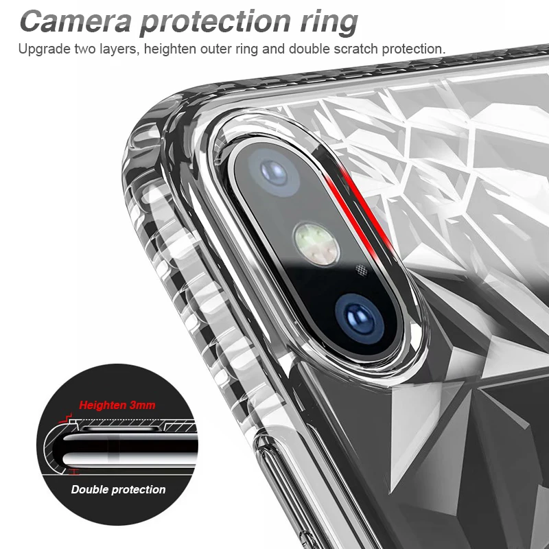 Прозрачный чехол RZP для телефона с алмазным кристаллом iPhone X 6 s 7 8 Plus бампер мягкий