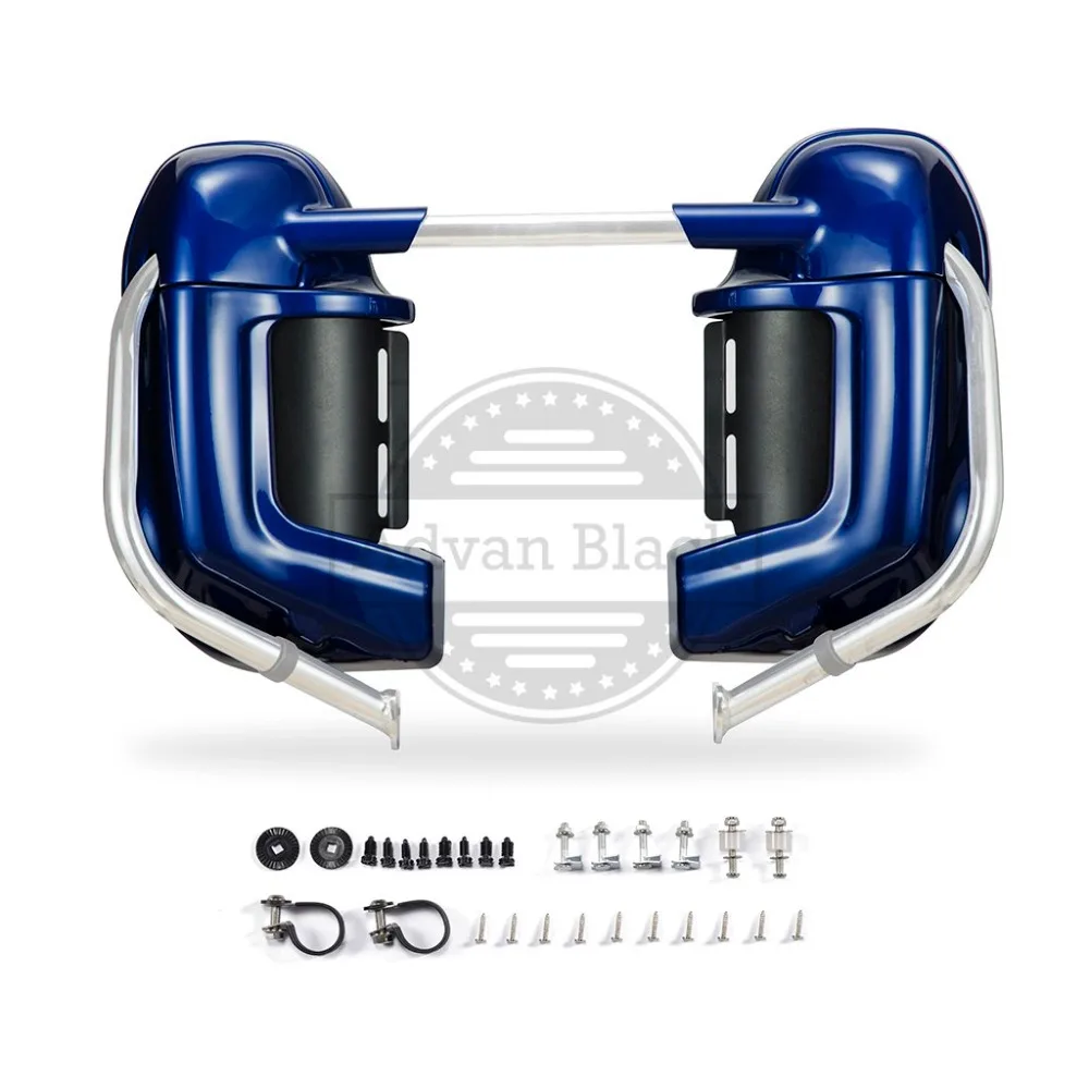 Advan Black Superior Blue Lower vented Leg Fairing For 83 16 Harley