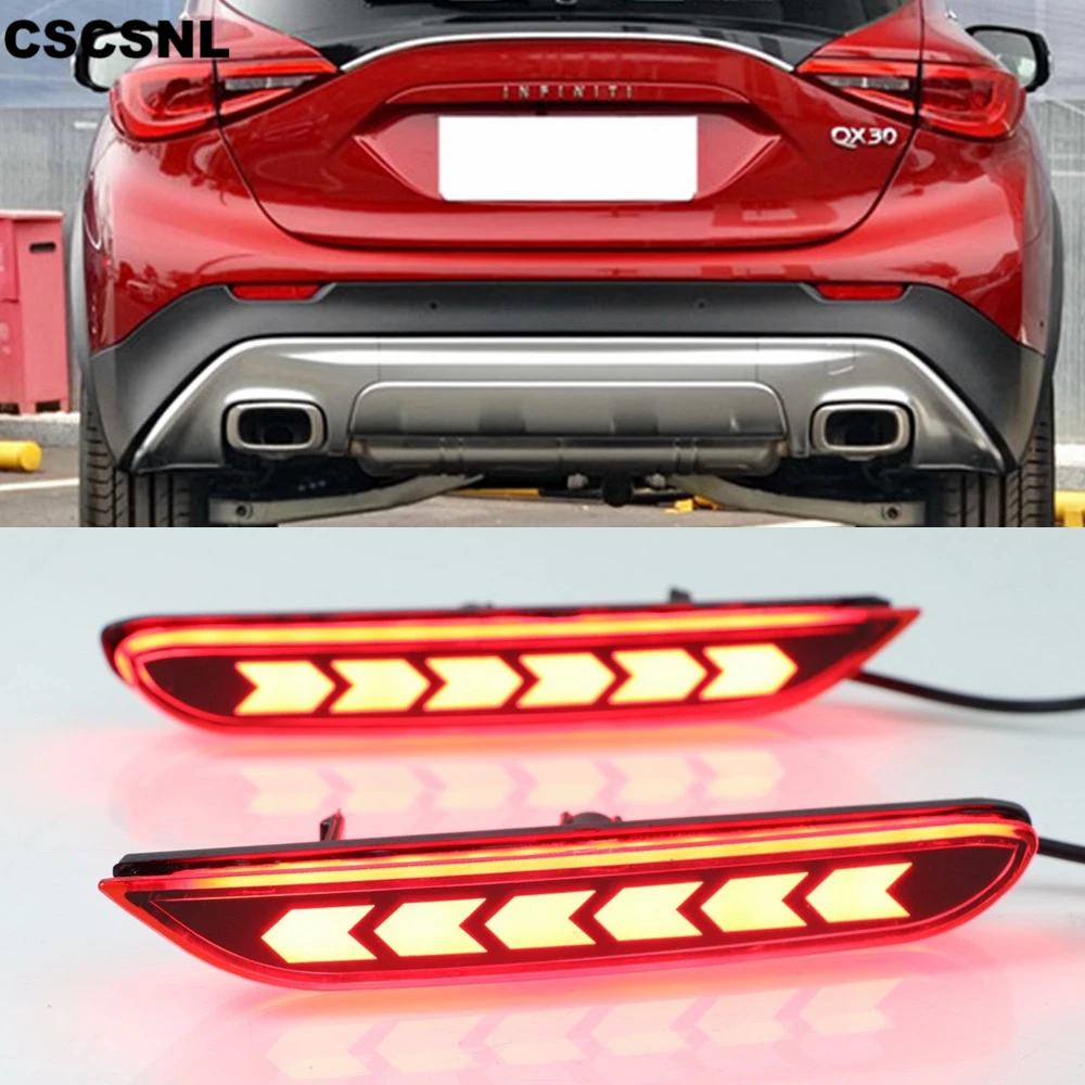 

2pcs Multi-function LED Reflector Lamp Rear Fog Lamp Rear Bumper Light Brake Light For Infiniti Q30 Q50L Q60 Q70 QX30 QX80 JX QX