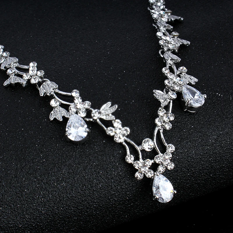 Weibang африканские ювелирные изделия серебряный цвет набор украшений для женщин брак ожерелье серьги Свадебные украшения подарок для девочки