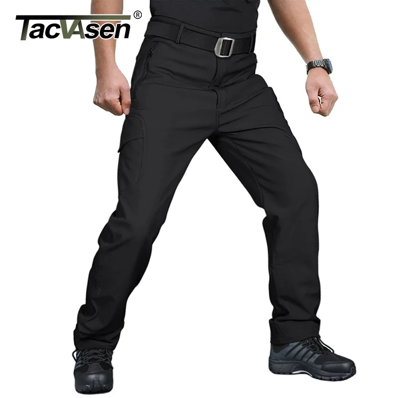 

TACVASEN Winter Fleece Softshell Pants Trousers Multi-Pockets Military Army Tactical Trousers Combat Pants Airsoft Hunt Trousers