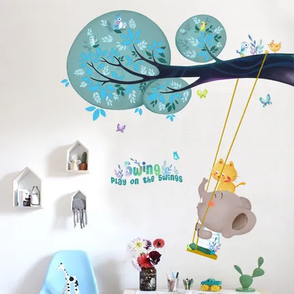 

DIY Swing Elephant Kids Wall Sticker Cartoon Animal Baby Gift Childern Room Wall Decals Poster