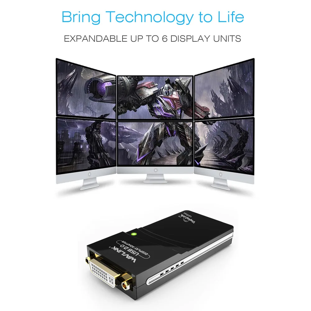 Wavlink USB 2.0 to DVI/VGA/HDMI Video Graphics Display Adapter (HDTV CRT LCD Projector) displaylink