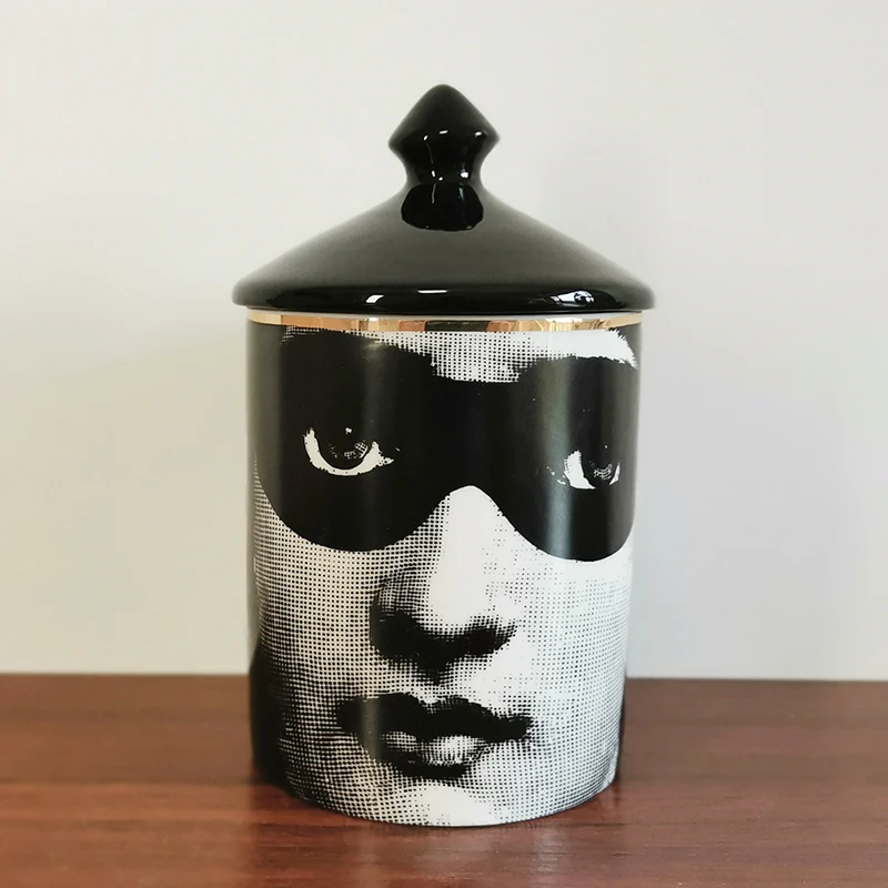 Классический подсвечник Fornasetti с черной крышкой керамический контейнер для хранения художественный подсвечник ретро корзины ручной работы для хранения баночек домашний декор