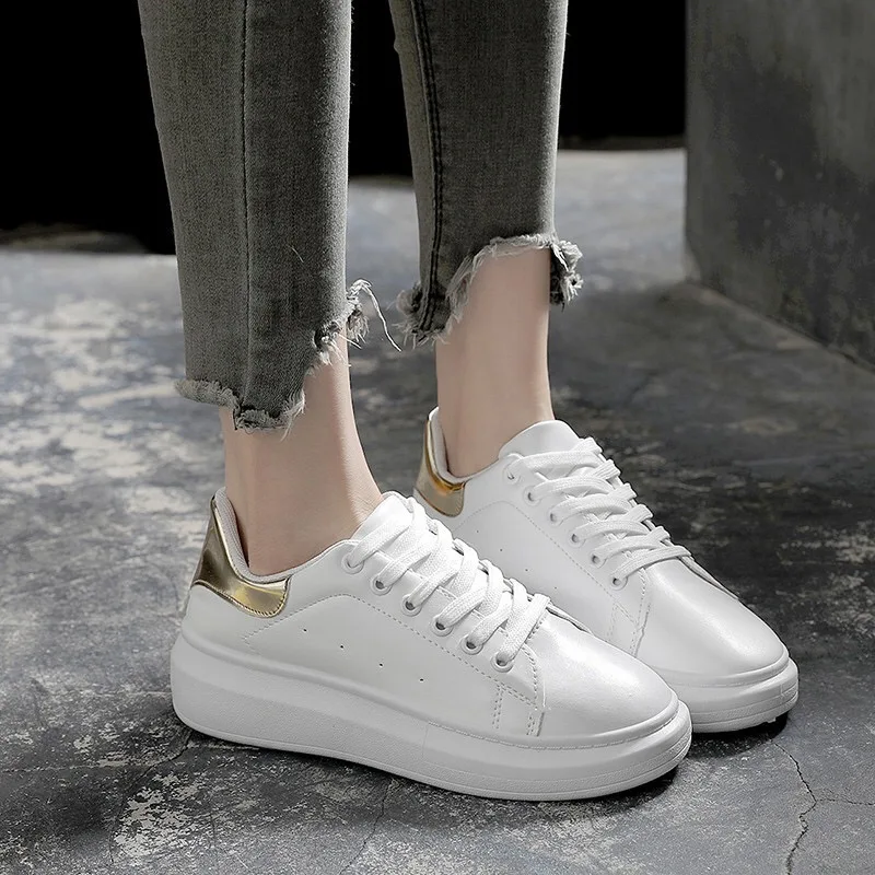 Shoes Women Casual Shoes Sneakers Women Fashion Vulcanized Shoes White 2019 Autumn Chunky Shoes Platform Ladies Skateboarding