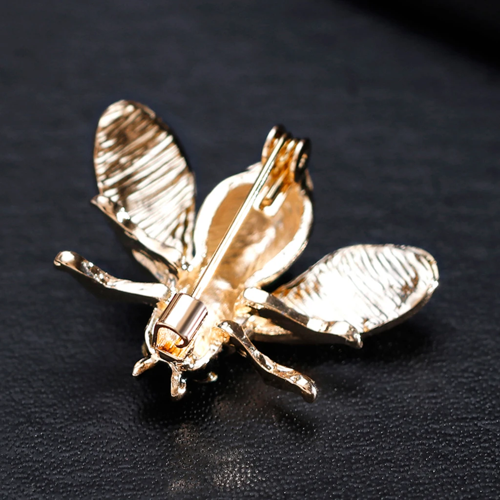 2 Pieces Cute Honeybee with Rhinestone Paved Bug Brooch Insect Lapel Pin Boutonniere Collar Badge Jewelry