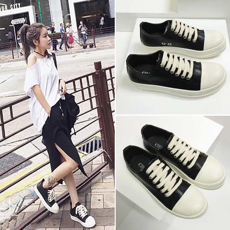 Casual Fashion wax leather Women chunky Sneakers Spring flat Platform Sneakers Footwear Woman Shoes basket tenis feminino