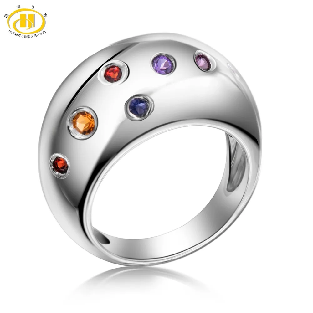 Hutang Multi-color Gemstones Rings Citrine Amethyst Garnet Solid 925 Sterling Silver Ring Fine Elegant Classic Jewelry for Gift Hutang Multi-color Gemstones Rings Citrine Amethyst Garnet Solid 925 Sterling Silver Ring Fine Elegant Classic Jewelry for Gift
