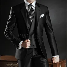 Костюм жениха смокинг шафера блестящие черные свадебные/вечерние костюмы Best человек Жених(куртка+ брюки+ жилет) для маленькой девочки B135