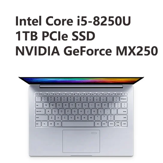 Silver i5 1TB SSD Xiaomi Mi ноутбук Air 13,3 дюймов Английский Win10 MX250 двойная выделенная карта Intel i5/i7 8 Гб Ram 256 ГБ SSD с отпечатком пальца - Цвет: Silver i5 1TB SSD