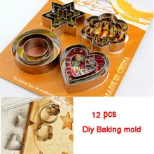 12 шт. из нержавеющей стали, для выпечки прессформы бисквитная формочка для печенья набор фрукты форма для овощей Cortador de galletas