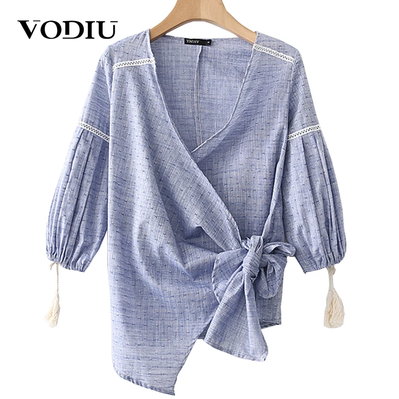 Blouse Women Female fashion shirt Cotton Puff sleeve stiching rosette ...