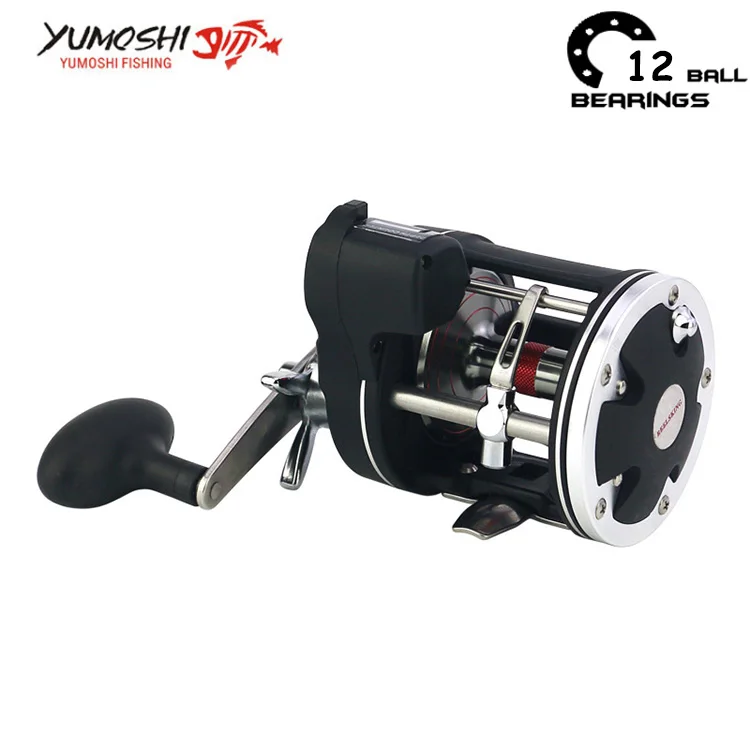 

Yumoshi Left Right Centrifugal brake system multiplier reels 12+1BB 5.2:1 Fishing Reels counter function drum Fishing Reel