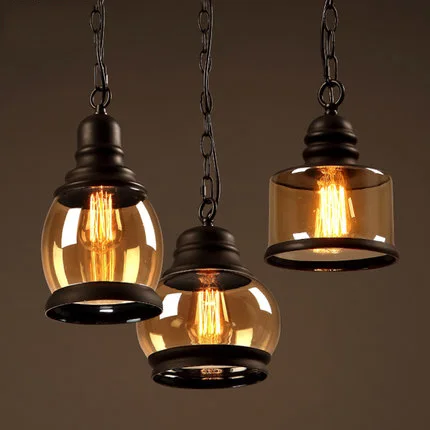 

Nordic Style Pendant Lamp Coffee Shop Leisure Creative Suspension Luminaire Vintage Glass Pendant Light Edison Light Fixtures