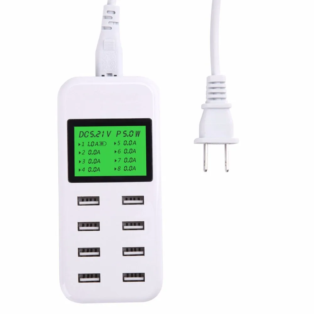 8 Порты и разъёмы Smart USB для быстрой зарядки концентратор w/ЖК-дисплей 40 Вт мульти-Порты и разъёмы зарядка через usb станция стенового путешествия Зарядное устройство для всех смарт-телефона и планшета для мужчин