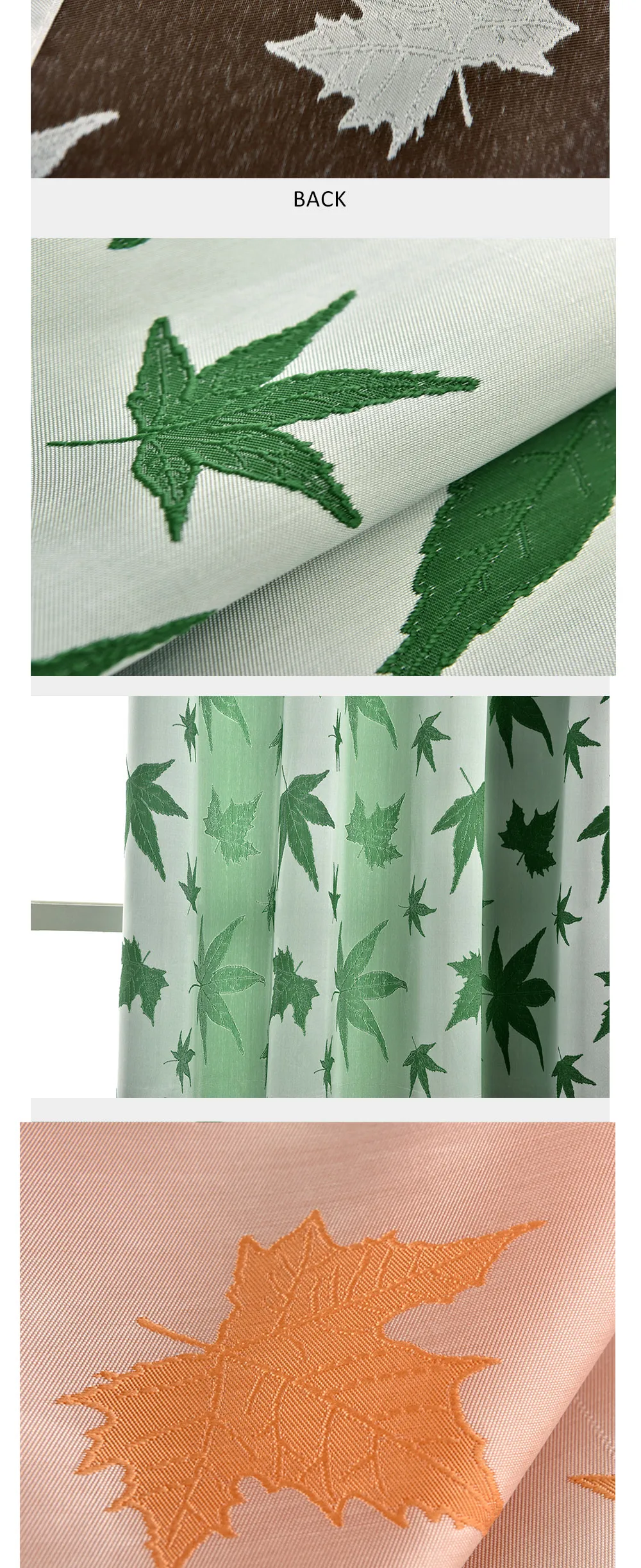 Smt605DUAN  NAPEARL Ready Made Short Curtains Maple Jacquard Drapes for Kitchen Windows Doors Pastoral Modern Drops Semi Shade Elegant Panel) (2)