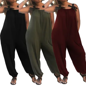 

Sexy Spagetti Straps Jumpsuits and Rompers For Women Plus Size Loose Bodysuit Combinaison Femme