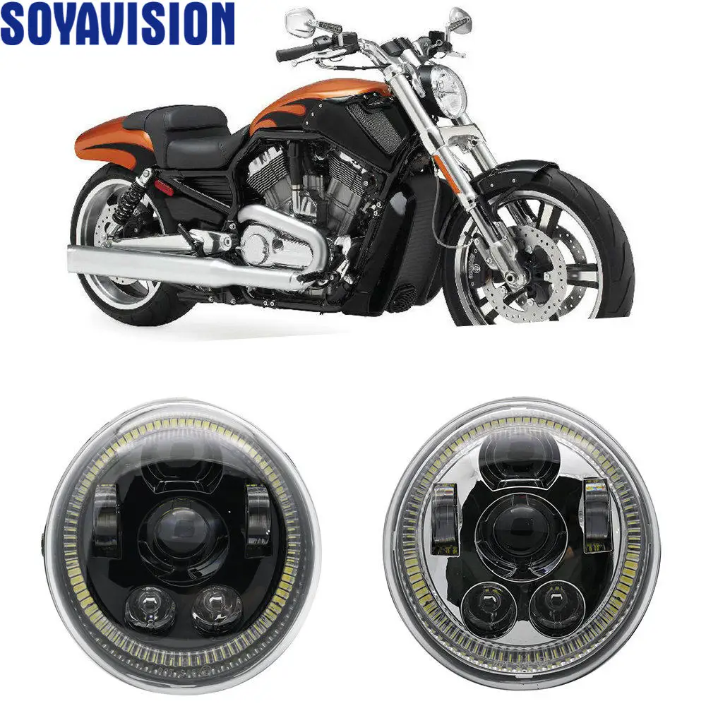 Аксессуары для мотоцикла светодиодная фара с гало DRL черная V Rod VROD VRSCA передняя