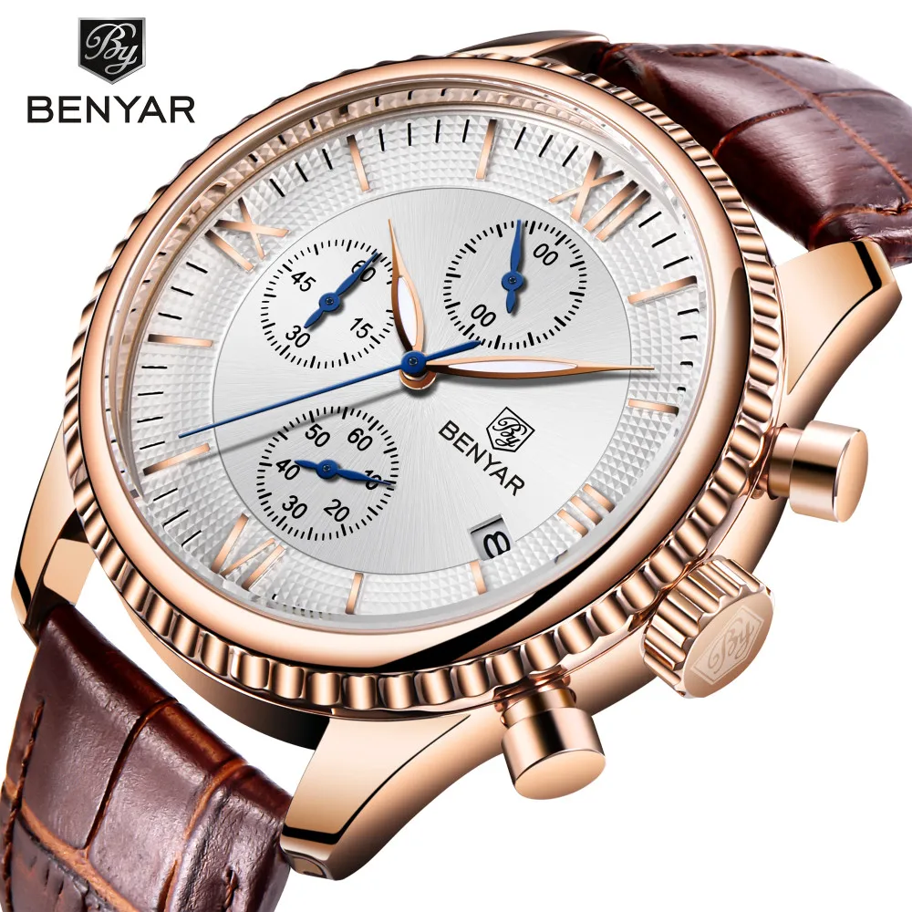 

BENYAR Watch Men Fashion Quartz Army Military Clock Watches Top Brand Luxury Leather Waterproof Sports Watch Relogio Masculino