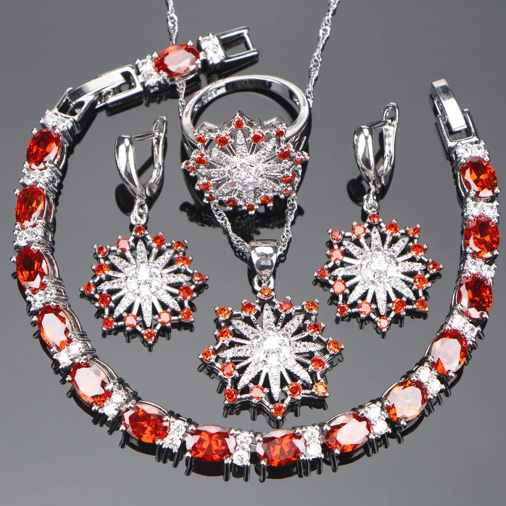 925 Sterling Silver Bridal Jewelry Sets Women Wedding Costume Jewelry