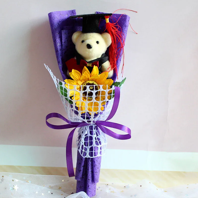 Мишка Букет плюшевый мишка мультяшный букет плюшевая кукла игрушки Искусственные цветы на День святого Валентина Свадебная вечеринка украшение без коробки - Цвет: 17